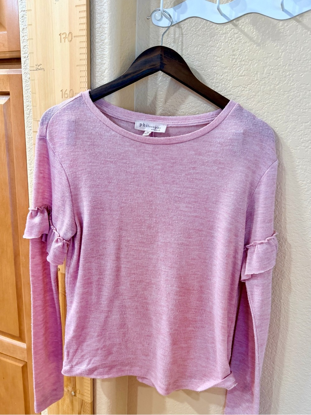 Xs Philosophy Pink Ruffle-Sleeve Long Sleeve Top
